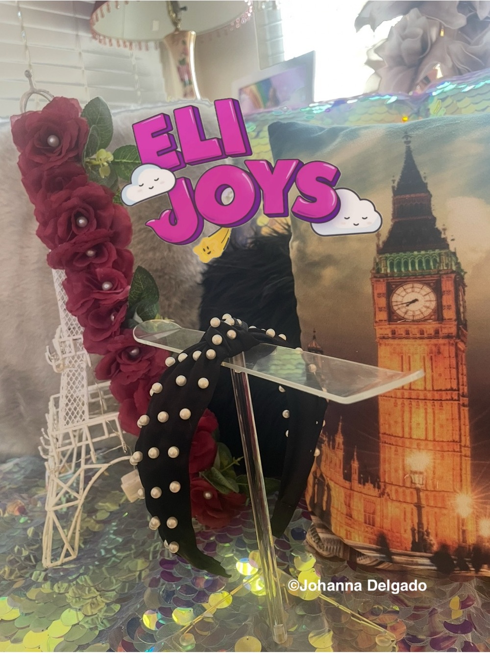 ELIJOYS- Black Pearl-Accent Headband